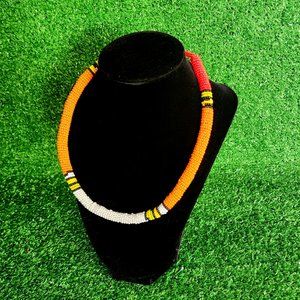 African Beaded Necklace, Beaded Rope Necklace, Beaded Necklace